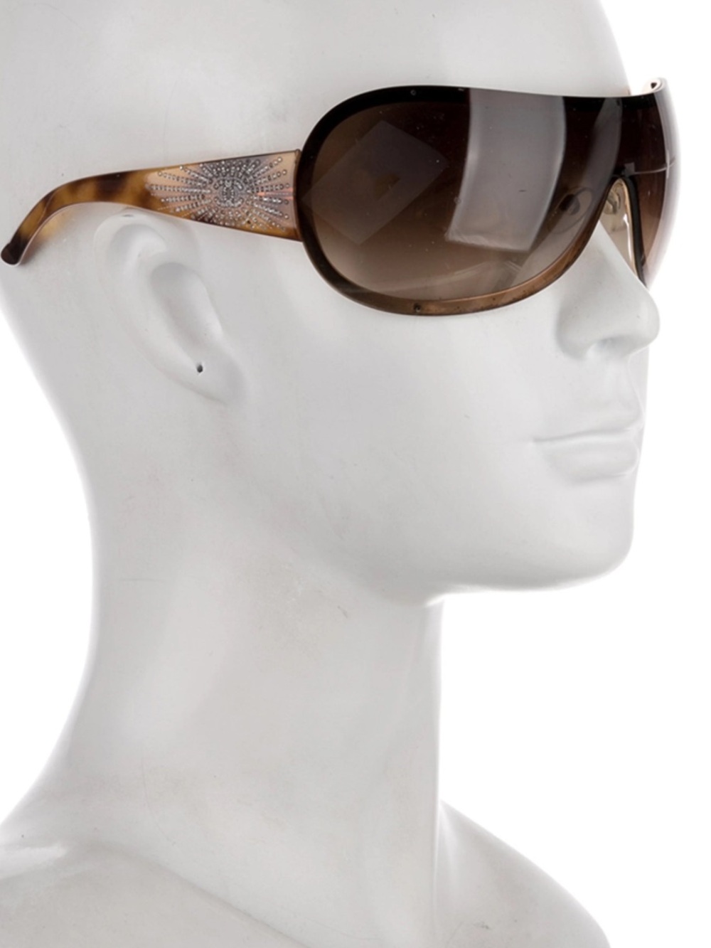 CHANEL Brown Gradient Shield Sunglasses with CC Detail